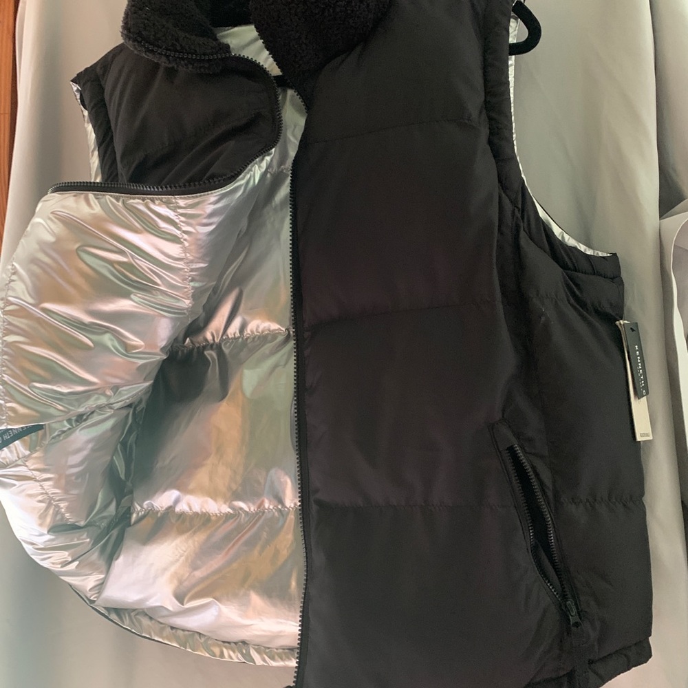 Reversible Puffer vest Black /Silver
